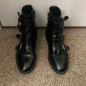 Black studded ankle boots